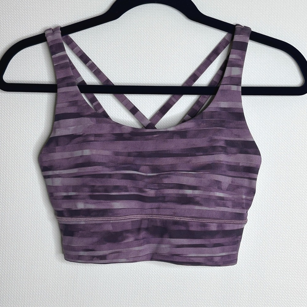 Lululemon Energy Bra Longline Purple Stripe Strappy 6